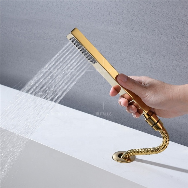 Antique  golden luxury bathroom brass bathtub faucet shower faucet with hand shower