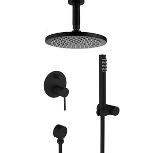 New arrival all black brass hand shower rain in wall ceiling shower head upc bathroom faucet