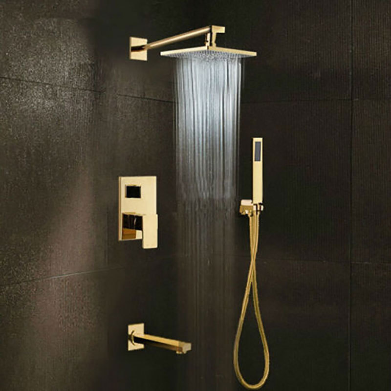 Vintage luxury golden three function waterfall bathroom shower faucet