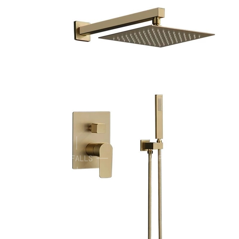 Wall Mounted bathroom top sprayer shower Brushed gold Shower Faucet set