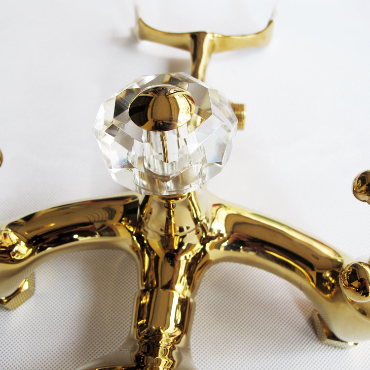 New Golden Wall Mounted Bathtub Shower Faucet Telephone Style Shower Bath Mixer Taps Top Selling