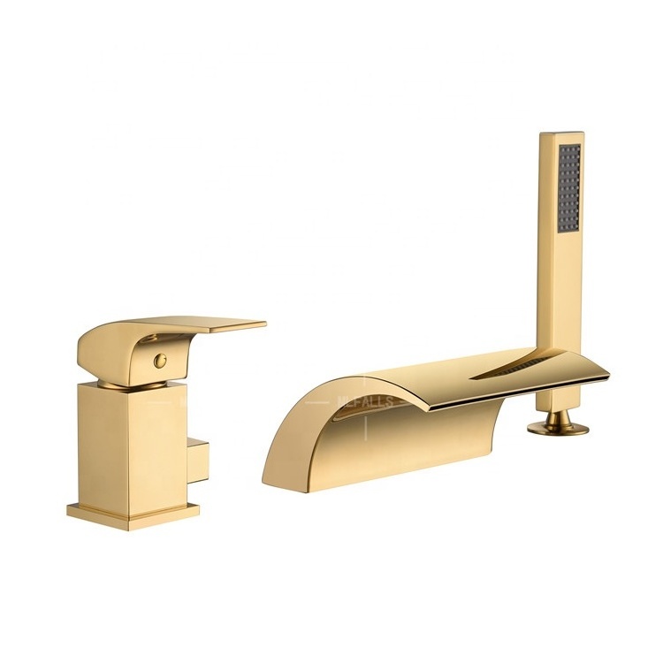 Antique  golden luxury bathroom brass bathtub faucet shower faucet with hand shower