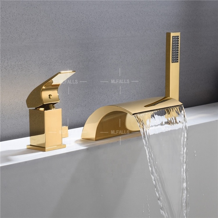 Antique  golden luxury bathroom brass bathtub faucet shower faucet with hand shower