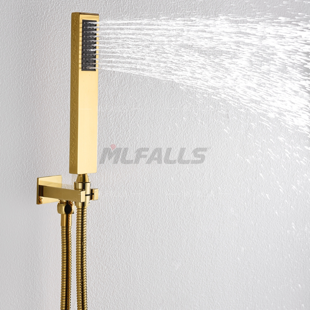 Gold Single Handle concealed Bath Shower Faucet 8 Inch Rainfall Square Showerhead Hot And Cold Bathroom Shower Mixer Tap Set