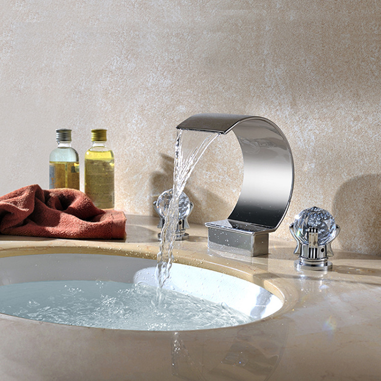 Best selling products modern design waterfall chrome wash basin mixer crystal handle basin faucet