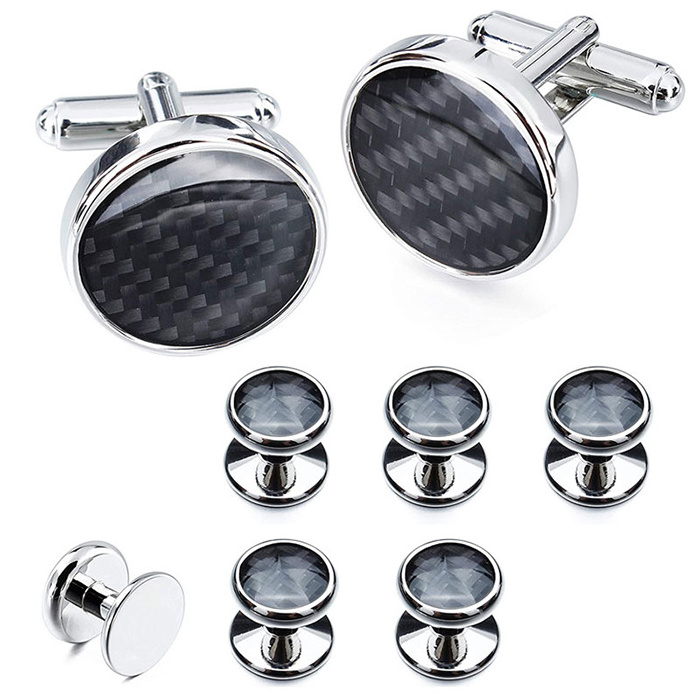 OEM Manufacturer Custom Your Own Logo Tie And Cuff link Sets Stainless Steel Blank Car Metal Silver Cufflink Men Cufflinks