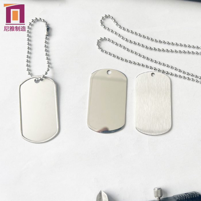 Chinese Manufacturers Niya Stainless Steel 316 Anodized Aluminum Zinc Alloy Dogtag Engraving Metal Blank Custom Logo Dog Tag