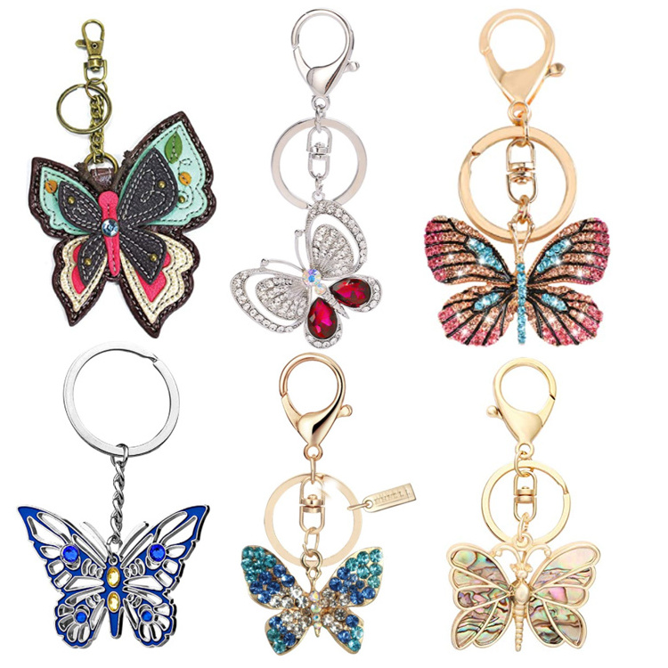 New Fashion Style Key Chain Cute Accessories Sublimation Logo Designer Luxury Cute Butterfly Blank Custom Metal Keychain