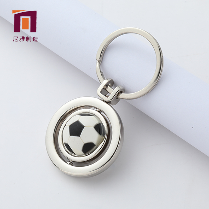 Hot Sale Spinning Football Keychain Rotate Soccer Ball Sport Keychains Souvenir Gift