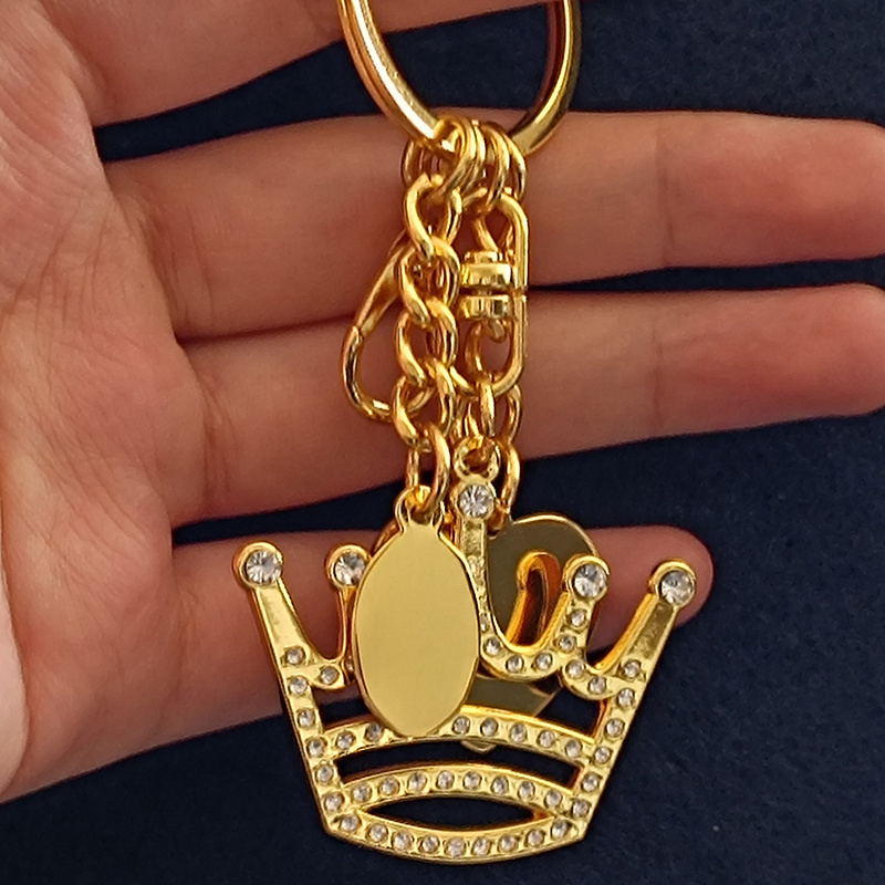 Hot Sale Crown Keychain Shiny Silver Key Chain Metal Crown Keyring Promotional Gift Zinc Alloy Golden Crown Keychain For Women