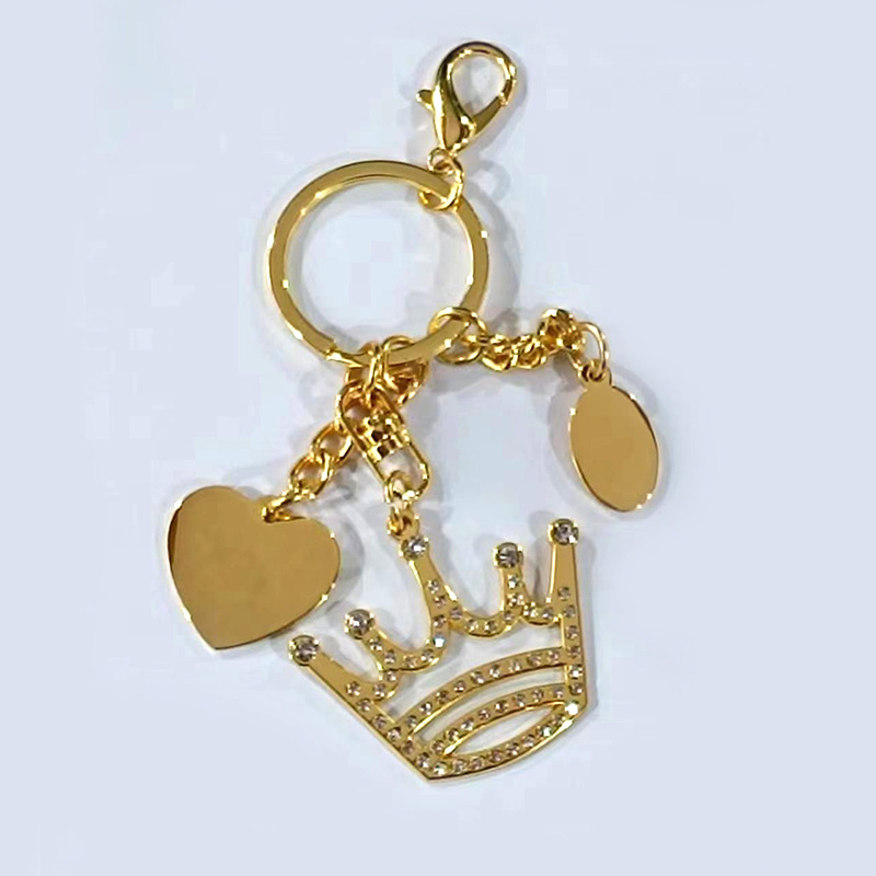 Hot Sale Crown Keychain Shiny Silver Key Chain Metal Crown Keyring Promotional Gift Zinc Alloy Golden Crown Keychain For Women