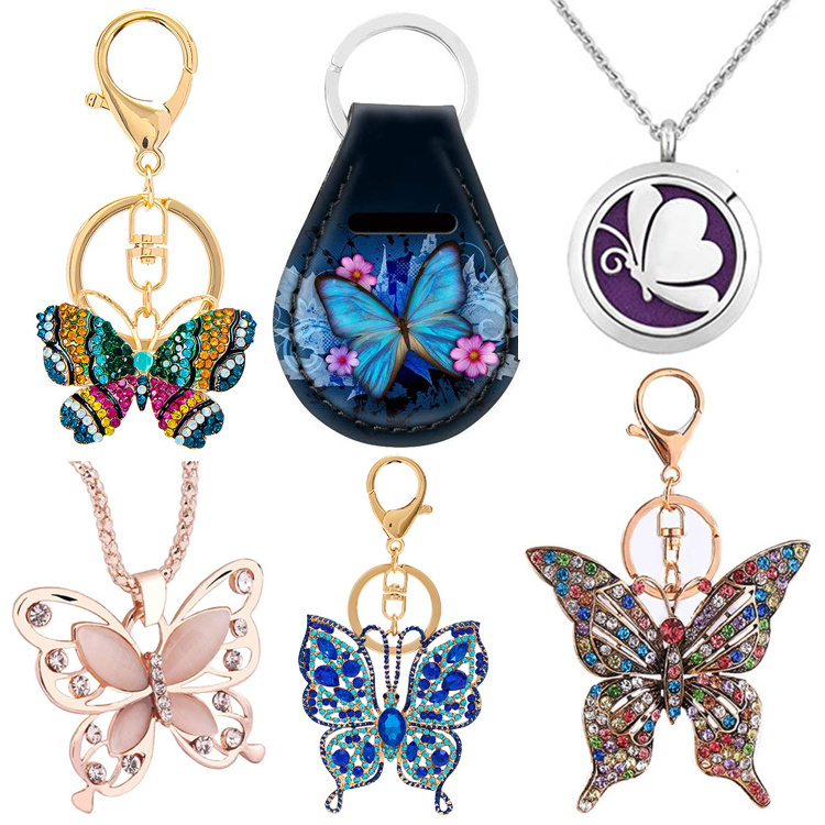 New Fashion Style Key Chain Cute Accessories Sublimation Logo Designer Luxury Cute Butterfly Blank Custom Metal Keychain