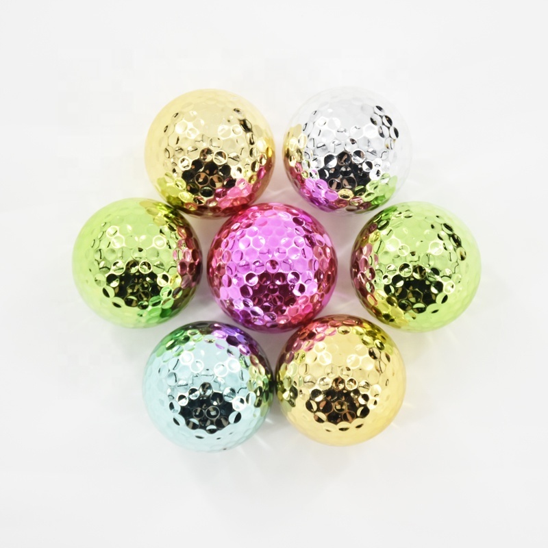 OEM Hot Selling Metal Plated Golf Ball Gifts Colorful Unbreakable Electroplated Golf Balls With Crystal Layer Plated 3 Piece Gol