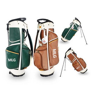 New Design Green Waterproof PU Leather Golf Bag Custom Embroidery Logo High Quality Tour Stand Golf Bags