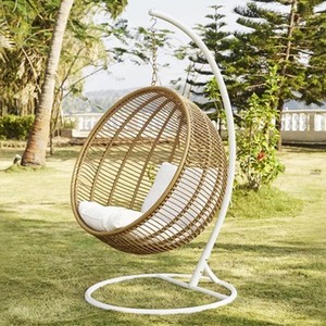 Outdoor garden furniture weaving rattan hanging blue hotel terrace villa courtyard wicker weaving swing chair