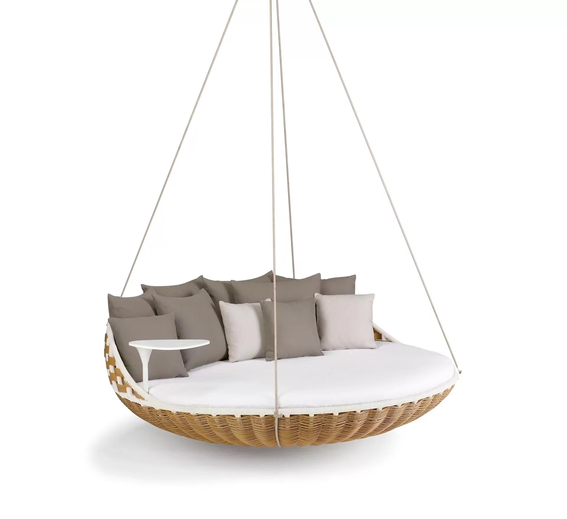 Hot selling outdoor garden terrace swing chair double rocking chair villa hotel rattan rope hanging chair