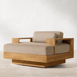 New Design Outdoor Furniture Modern Style Solid Wood Sofa Garden Hotel Teak Swivel Chair