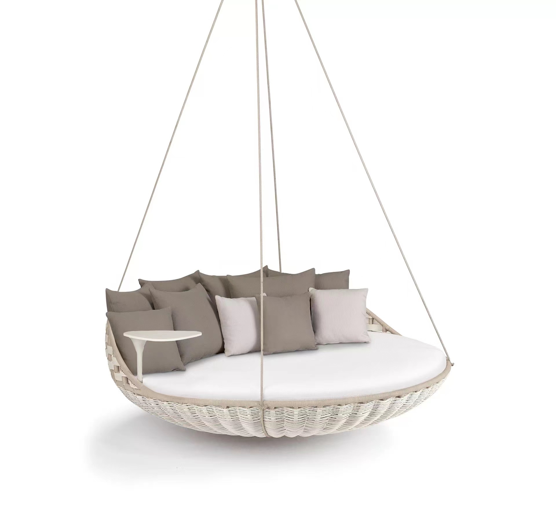 Hot selling outdoor garden terrace swing chair double rocking chair villa hotel rattan rope hanging chair