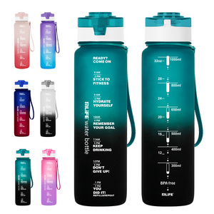 Top seller portable 1000ml tritan sports water bottle with motivational words and time marker