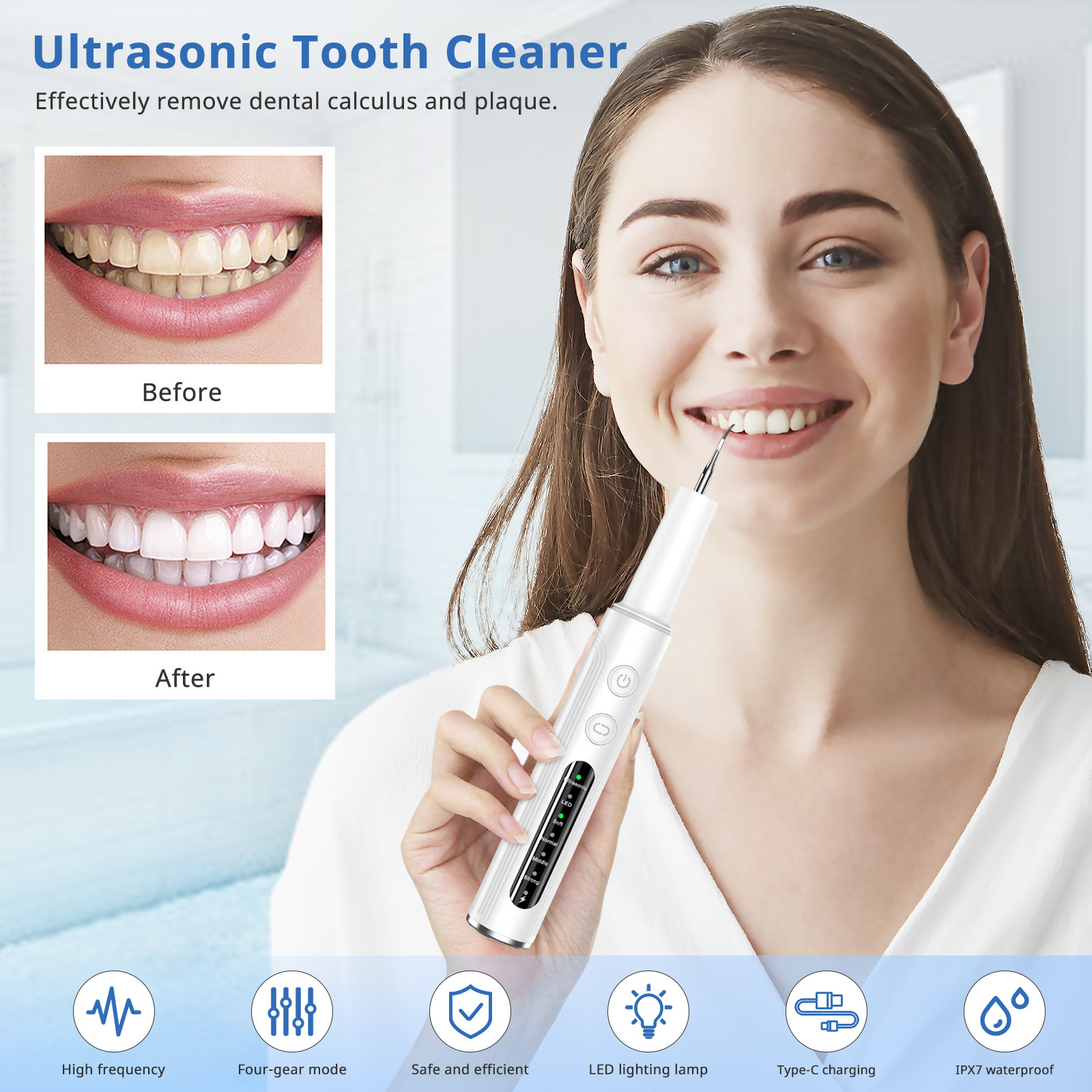 Professional Tooth Calculus Tool Teeth Cleaning Kit Oral Portable Remover Electric Dental Ultrasonic Tooth Cleaner Scaler