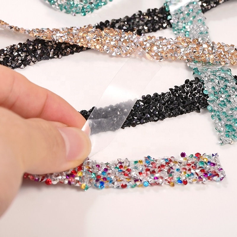 Wholesale  Rhinestone  Trim Diy Decoration Diamond Bling Ribbons Wrap Glittering Sticker