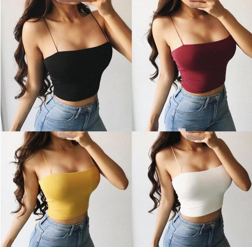 2023 Women Spaghetti Strap Tops Short Camisole Tops Ladies Crop Top