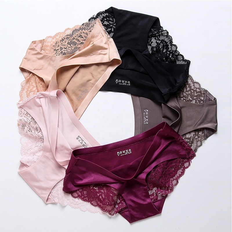 Best Selling Ladies Sexy Satin Ice Silk woman underwear Seamless Lace Panties women's panties briefs