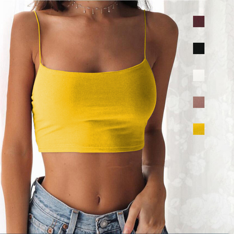 2023 Women Spaghetti Strap Tops Short Camisole Tops Ladies Crop Top