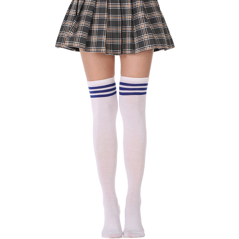 Women Girls Winter Warm Striped Thigh High Over Knee Stockings Long Tights Socks