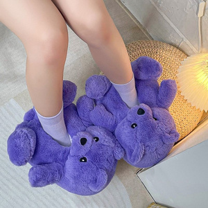 Lovely Winter Warm Fluffy Home Indoor Soft Anti-Slip Faux Fur Cute Plush Teddy Bear Bedroom Ladies Shoes Women's Slippers