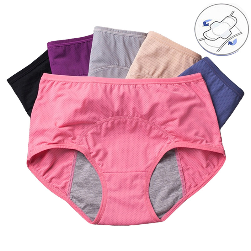 Dropshipping plus size underwear women's cotton 3 layer leak proof menstrual period panties