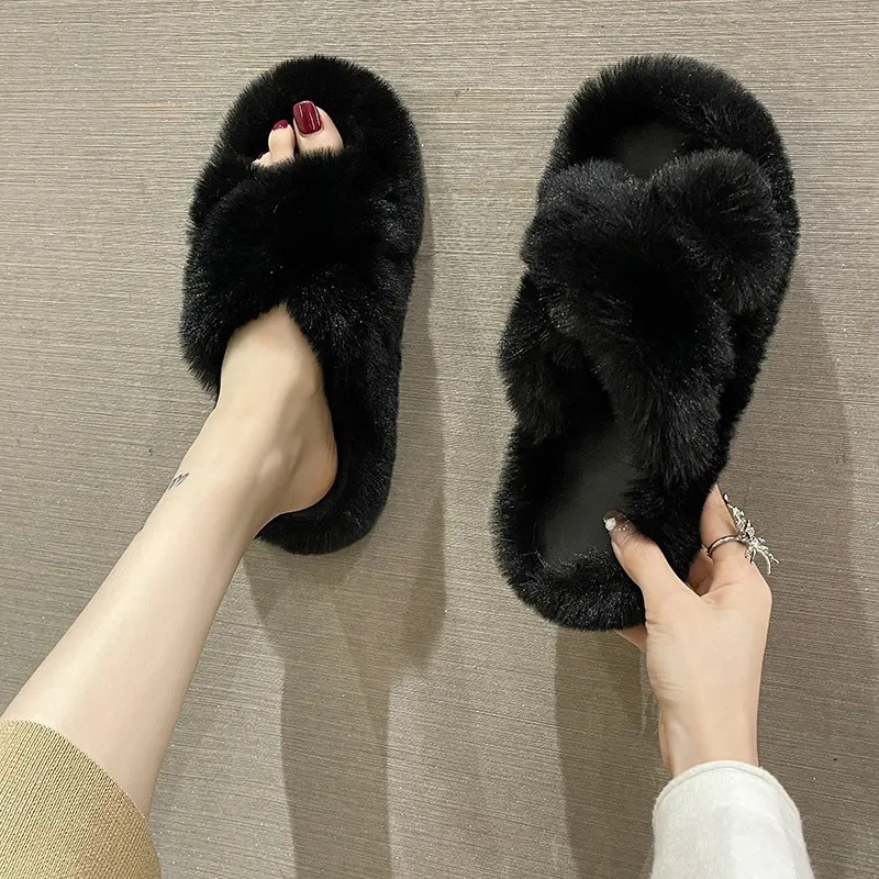 Winter Plush Slippers Fashion Female Winter Slippers Women Warm Indoor Slippers Soft Plush Lady Home Shoes