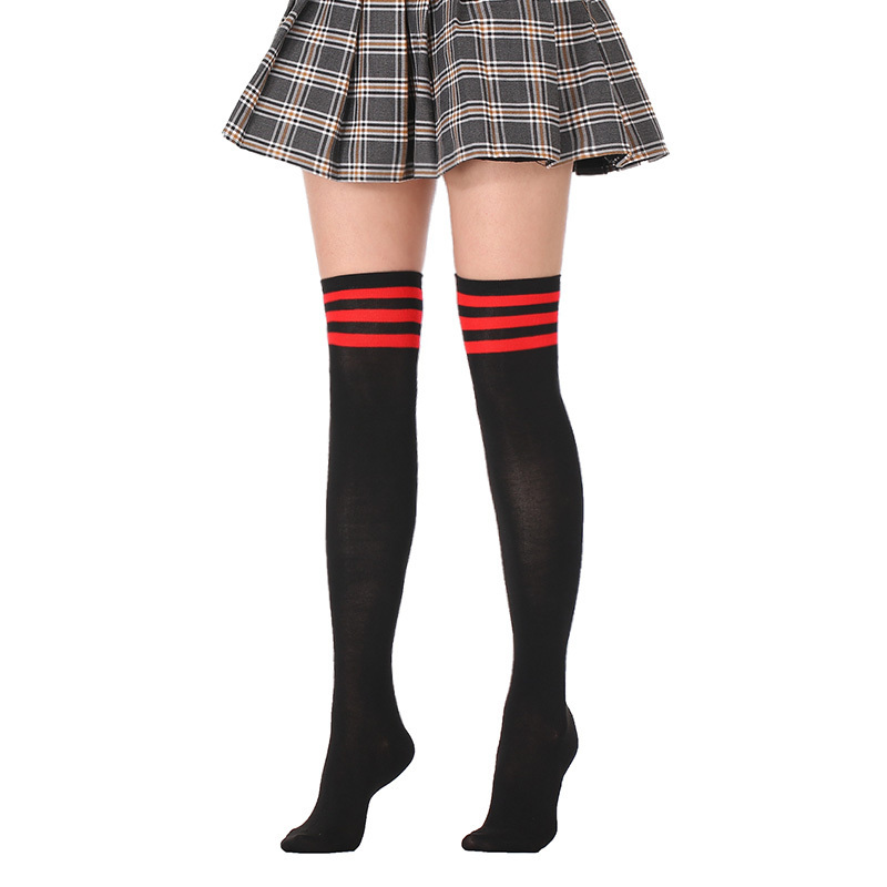 Women Girls Winter Warm Striped Thigh High Over Knee Stockings Long Tights Socks