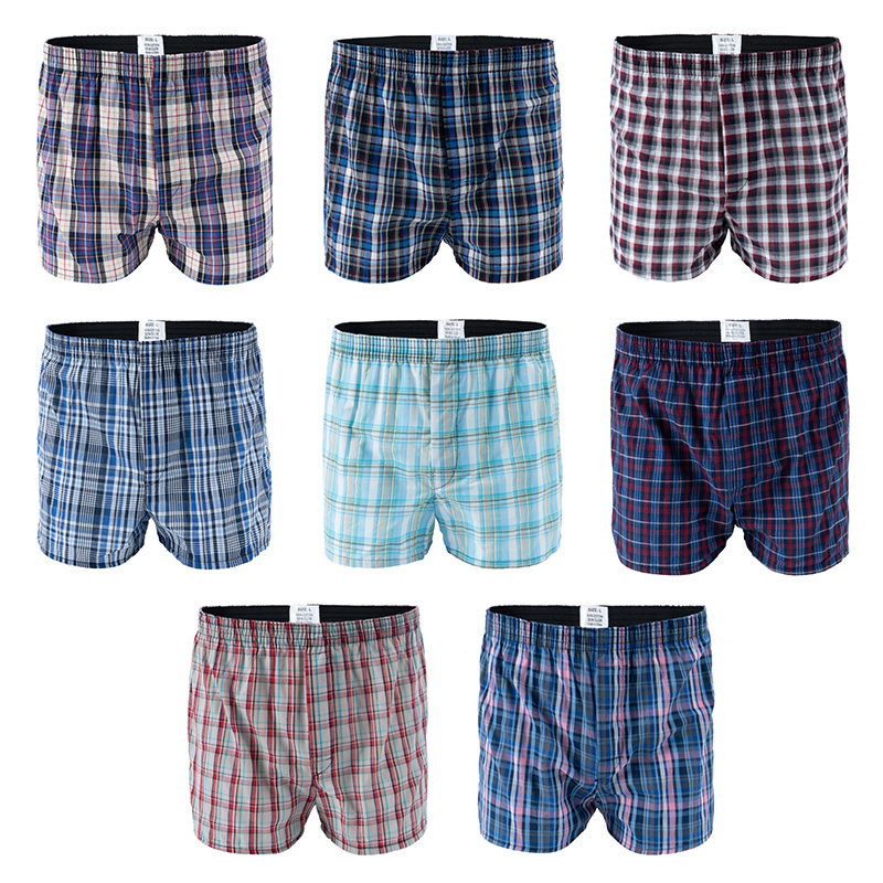 Cotton Loose Comfortable Boxer Briefs Men's Casual Plaid Boxer Shorts Plus Size Men's Pure Cotton Underwear man boxer wholesale