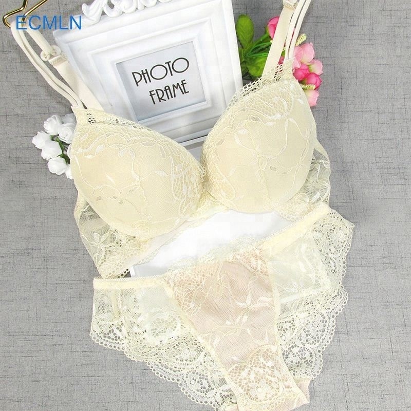 Sexy Underwear Padded Three Quarters Cup Bra Panty Brief Set