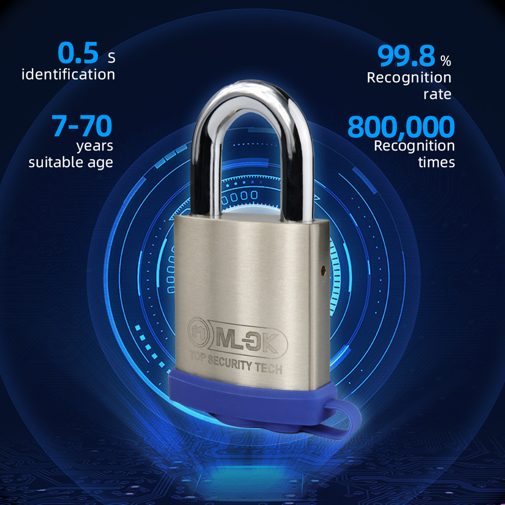 MOK IP68 waterproof High security waterproof outdoor used biometric padlock keyless fingerprint padlock factory