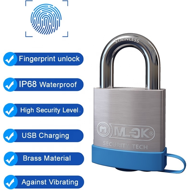 MOK IP68 closed shackle guard padlock with fingerprint padlocks smart door lock keyless