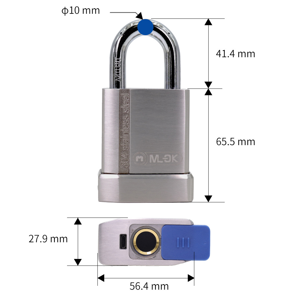 MOK 304 Stainless steel Outdoor Waterproof Smart Finger Print Pad Lock Wifi Tuya Padlock Fingerprint Security Padlocks