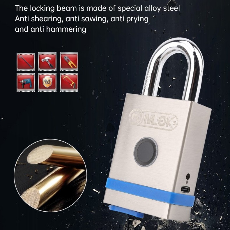 Waterproof IP68 Good Quality Round Luggage Lock Electronic Smart Standby Battery Fingerprint Padlock