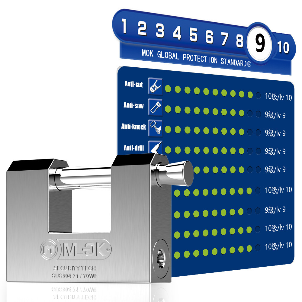 Moklock - Anti-theft 304 stainless steel security heavy duty padlock custom Shutter Padlock