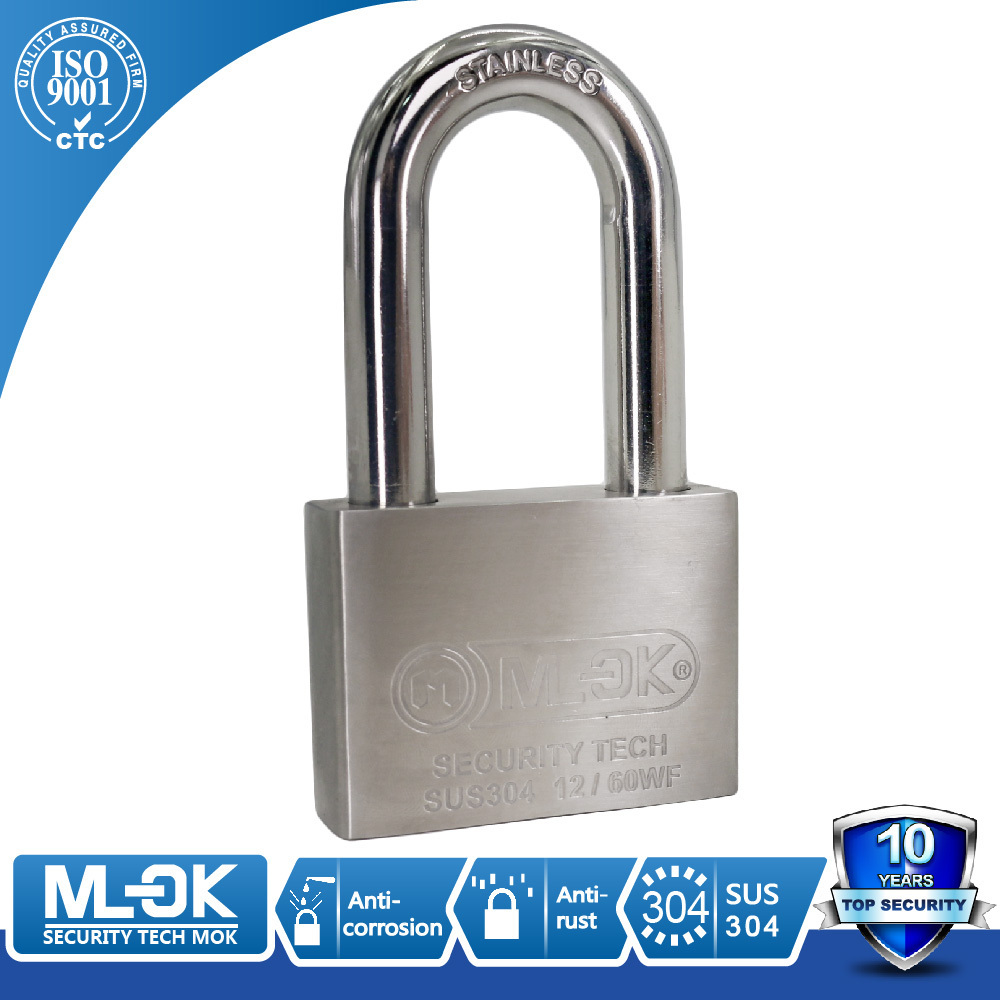 MOK top security SUS 304 Stainless steel removable shackle padlock strong padlock