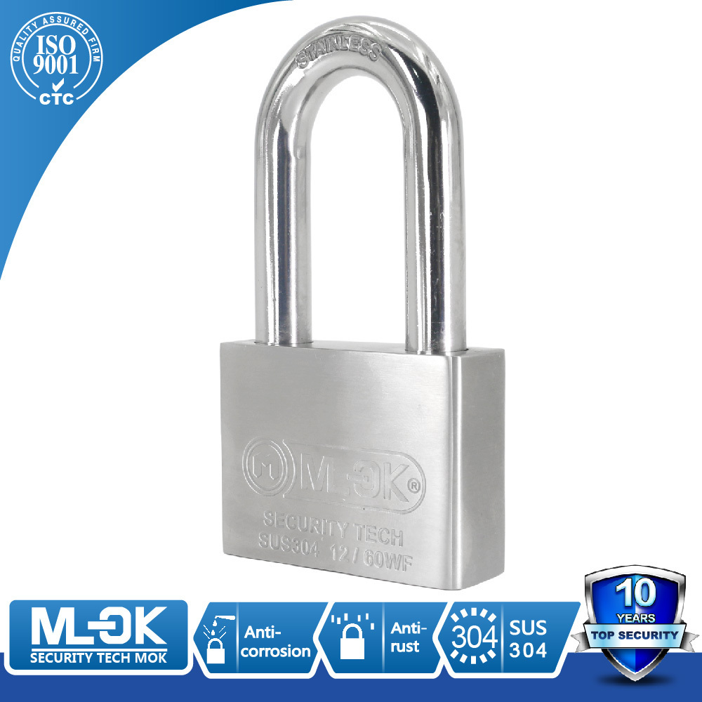 MOK top security SUS 304 Stainless steel removable shackle padlock strong padlock