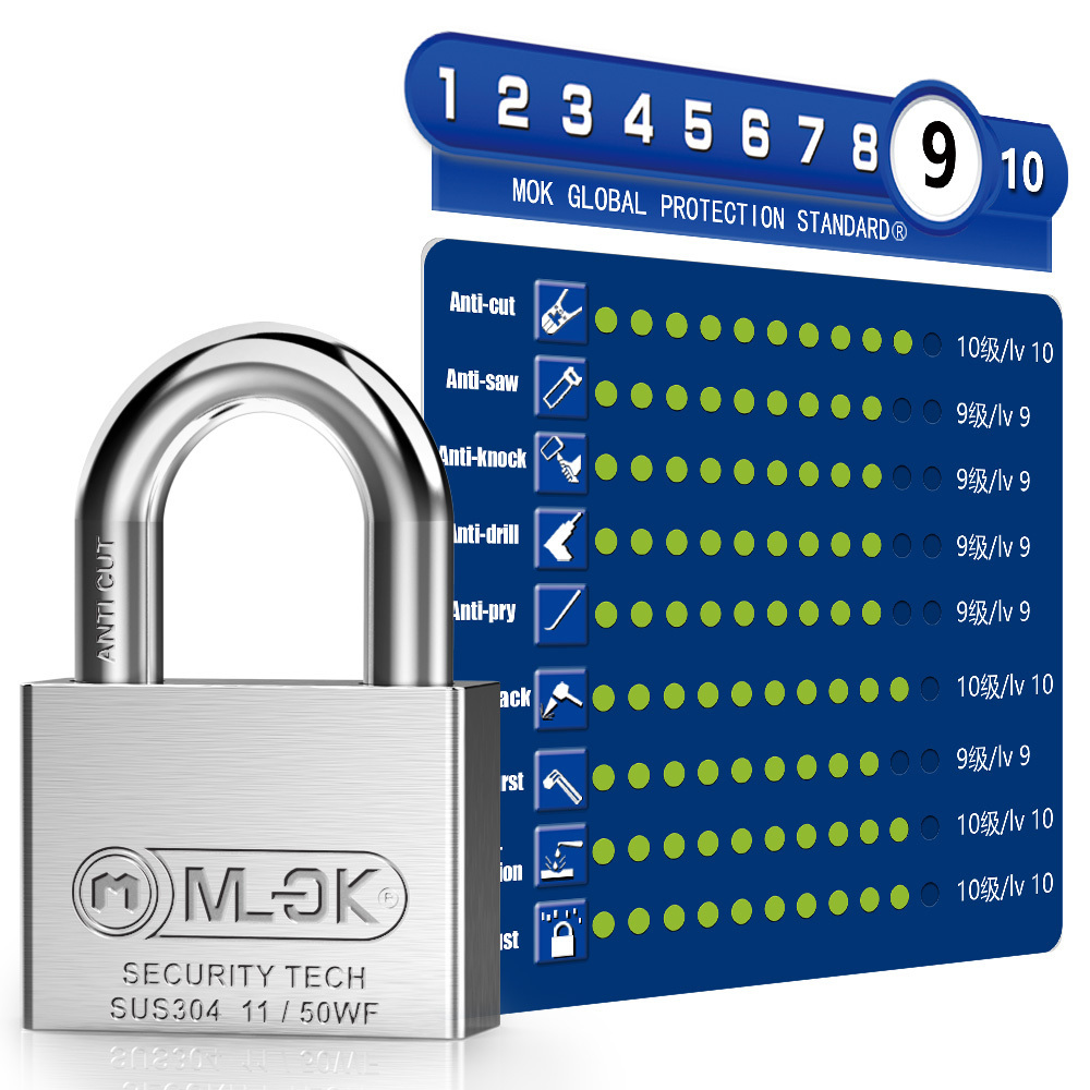 MOK heavy duty 304 stainless steel cadenas waterproof padlocks keyed alike circle padlocks