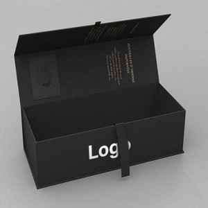 Custom black single wine bottle packaging folding luxury gift box for champagne red wine