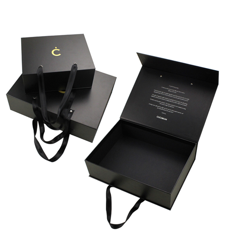 Wholesale Custom Company Logo Bottle Mug Box Black Magnetic Closure Folding Luxury Gift Packaging Wine Box