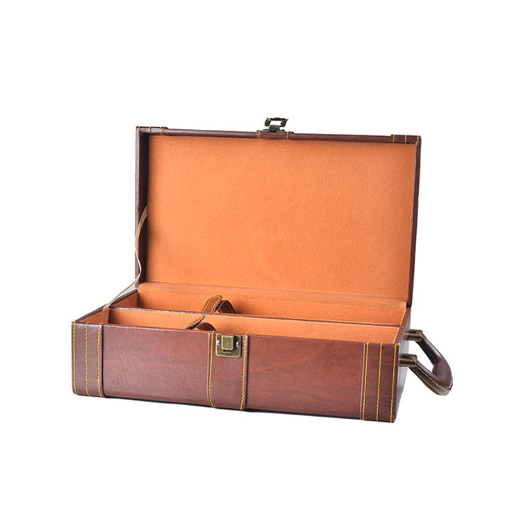 Wood Grain PU Leather MDF Board Ceremony Vintage Wine Packaging Box