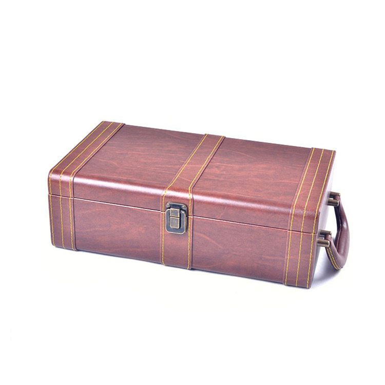 Wood Grain PU Leather MDF Board Ceremony Vintage Wine Packaging Box