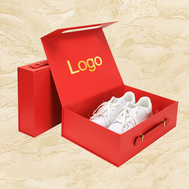 Orange large box with golden logo luxury packaging for products wedding gift packing folding box hamper flip clothing shoes box