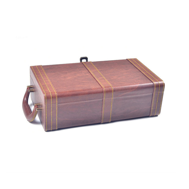 Wood Grain PU Leather MDF Board Ceremony Vintage Wine Packaging Box