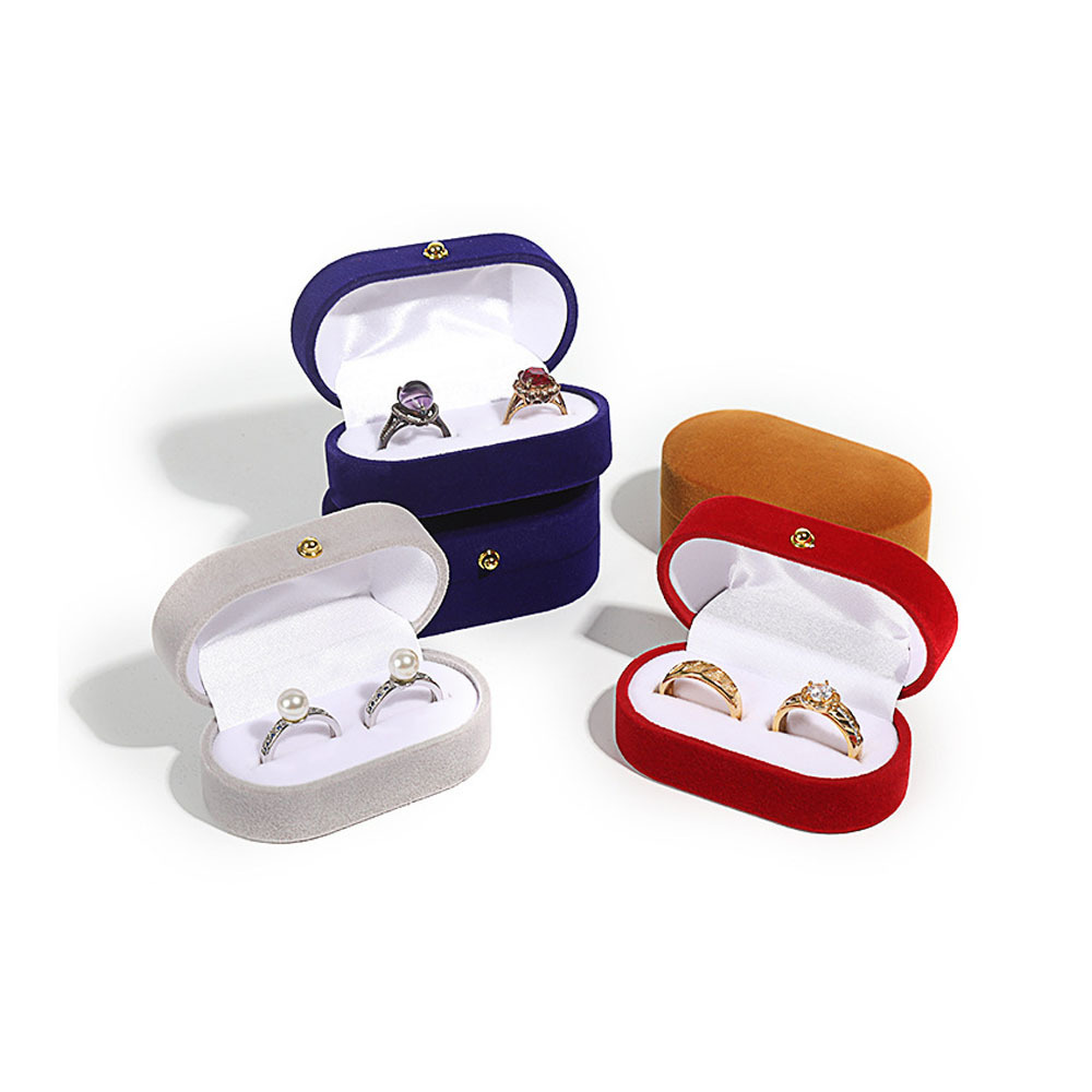 Luxury Velvet Double Ring Gift Box For Wedding Invitation Ring Boxes jewelry packaging box Jewelry Storage